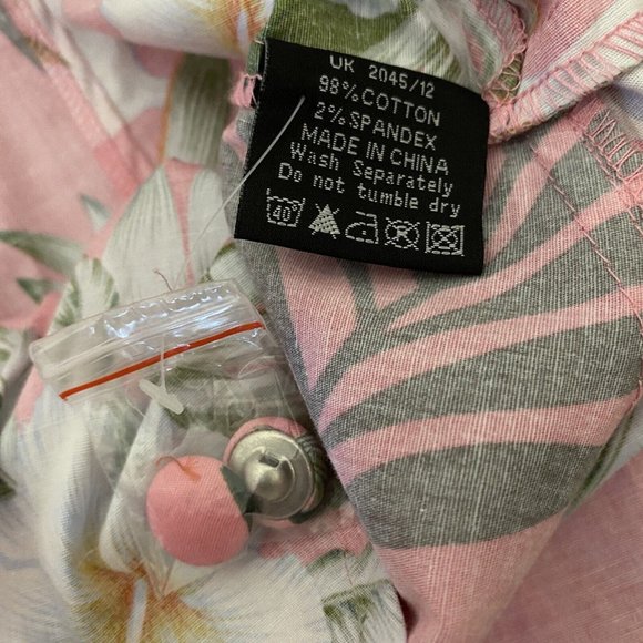 Hell Bunny Vixen Size Small Hawaiian Print Pink Pin Up Peplum Top Blouse New - Picture 13 of 13